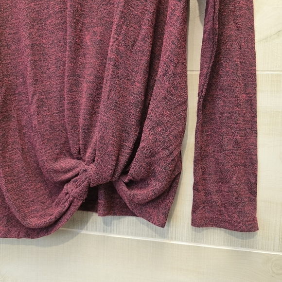 {S} Sunday In Brooklyn Maroon Marl Twist Front Long Sleeve Blouse Top - Picture 6 of 9